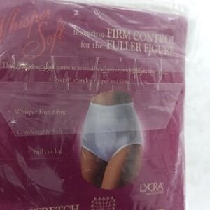 Whisper Soft Firm Control Brief Panties 6X White 2 Pack Full Figure Lycra NOS a9